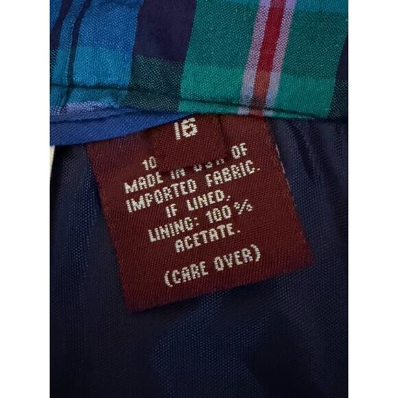 Vintage Susan Bristol 100% Silk Skirt Size 16 Plaid Pleated Blue Tartan Preppy - Picture 5 of 10